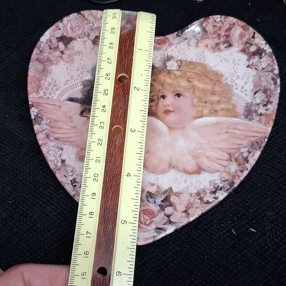 Vintage Tapestry Box, 2‎ Heavenly Heart Plates, & Rose Arrangement
